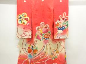 アンティーク　花薬玉模様五ツ紋着物